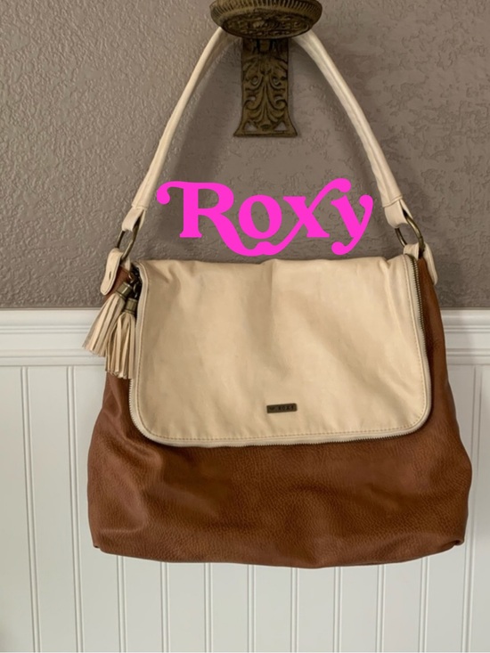 Roxy Handbags - Roxy Cream and Brown Shoulder Bag with Tassel